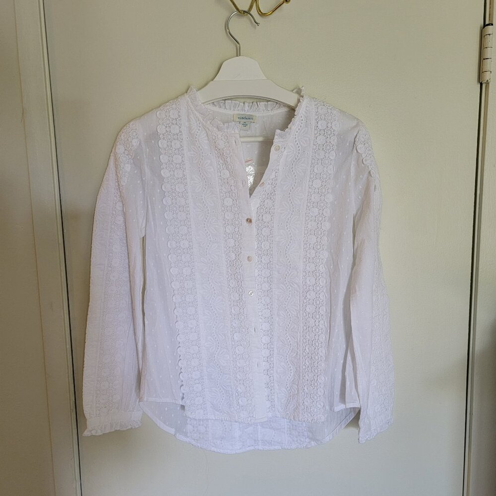 Sundance White 100% Cotton Button Down Shirt.